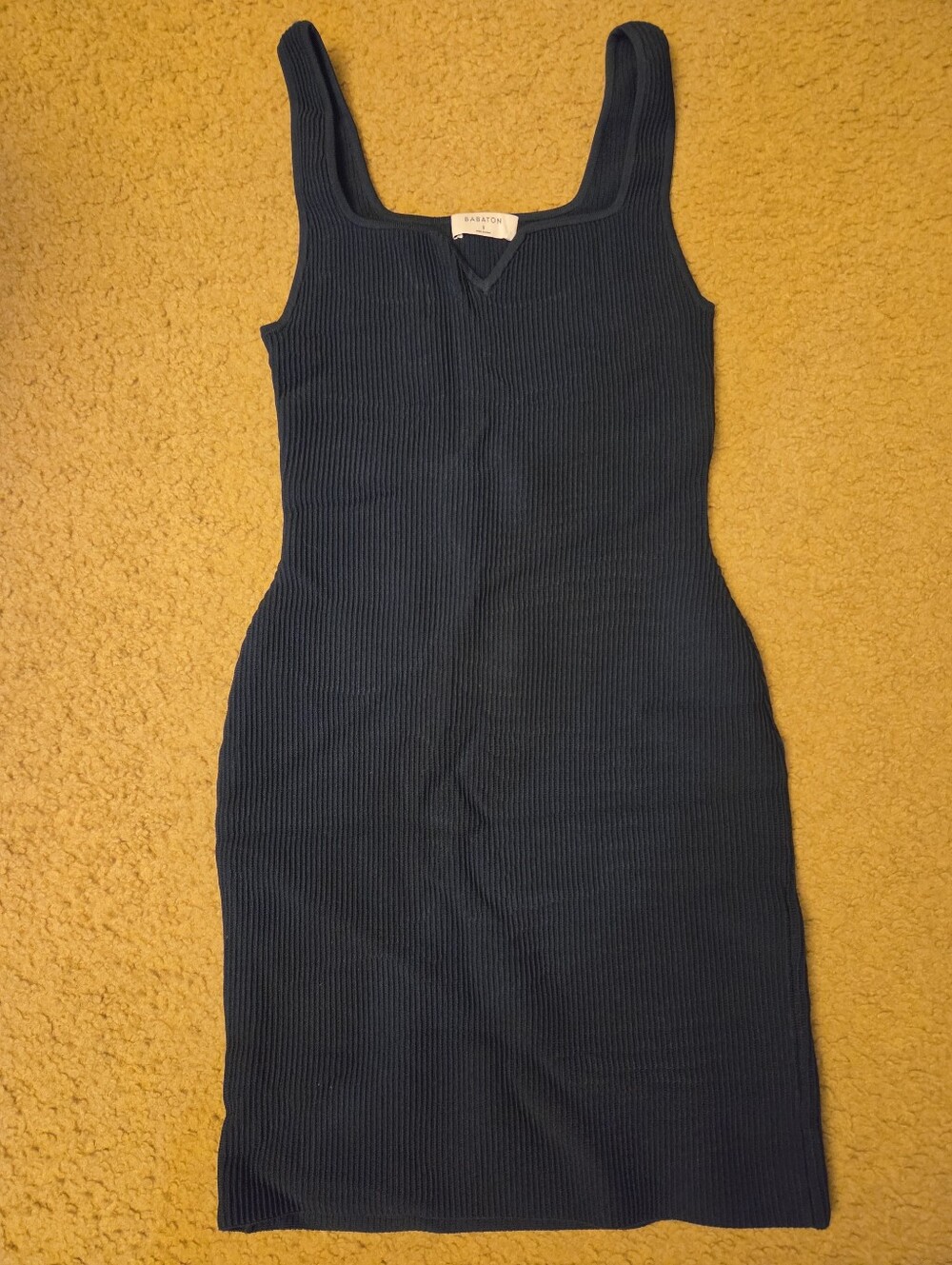 Babaton Ribbed Midi Tank Dress in Navy